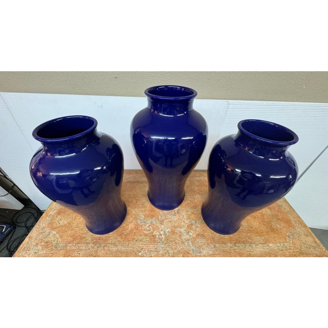 Martino Interiors Short Neck Kwan-Yin Ceramic Vases, Set of Three For Sale - Image 4 of 11