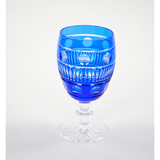 Large Val Saint Lambert Cobalt Blue Crystal Wine and Water Service for 12 People For Sale - Image 13 of 14