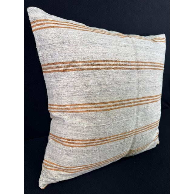 Contemporary Turkish Hemp Pillow Cushion Natural Beige Rust Pillow Cushion Cover 24x24 For Sale - Image 3 of 4