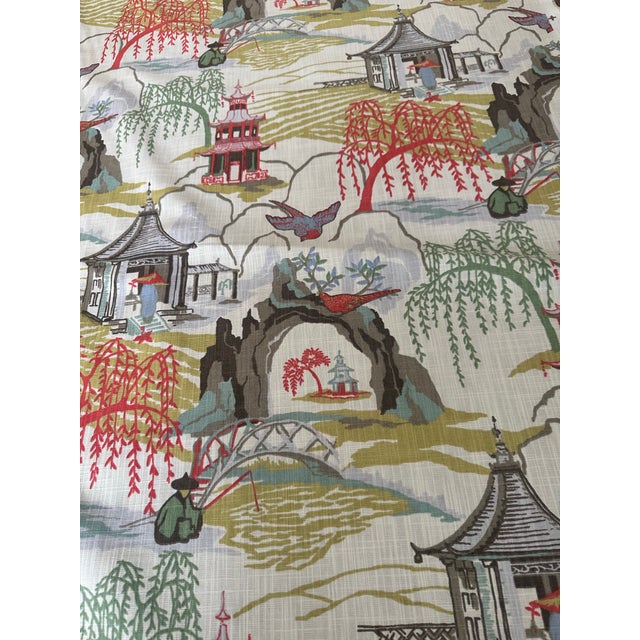 Twelve yds of new Robert Allen Chinoiserie cotton fabric. Bright shades of coral, blues, browns, greens even a bit of...