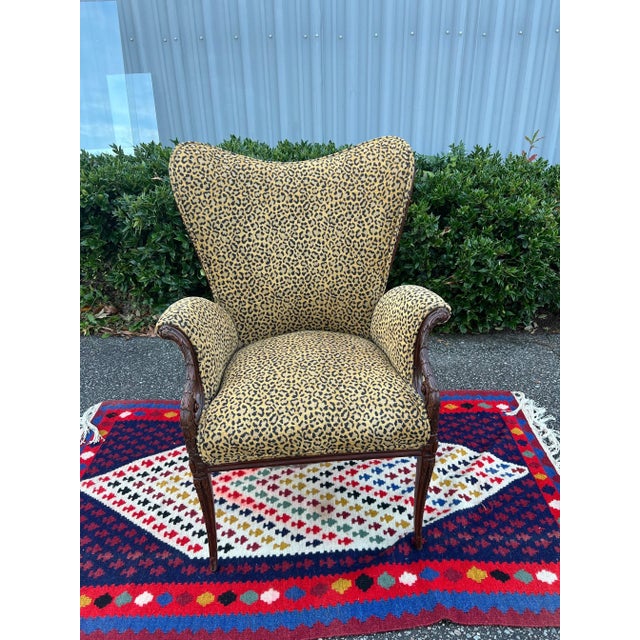 1940s 1940s Hollywood Regency Grosfeld House Style fireside Chair With Feathered Arms For Sale - Image 5 of 12