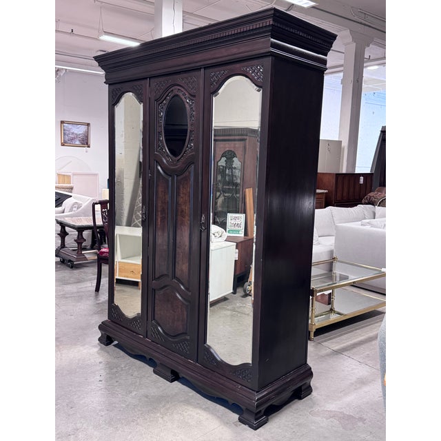 Early 20th Century Antique Modular Double Mirror Wardrobe For Sale - Image 5 of 12