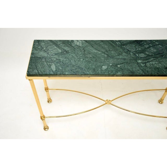 Metal Vintage French Brass and Marble Console Table, 1970s For Sale - Image 7 of 12