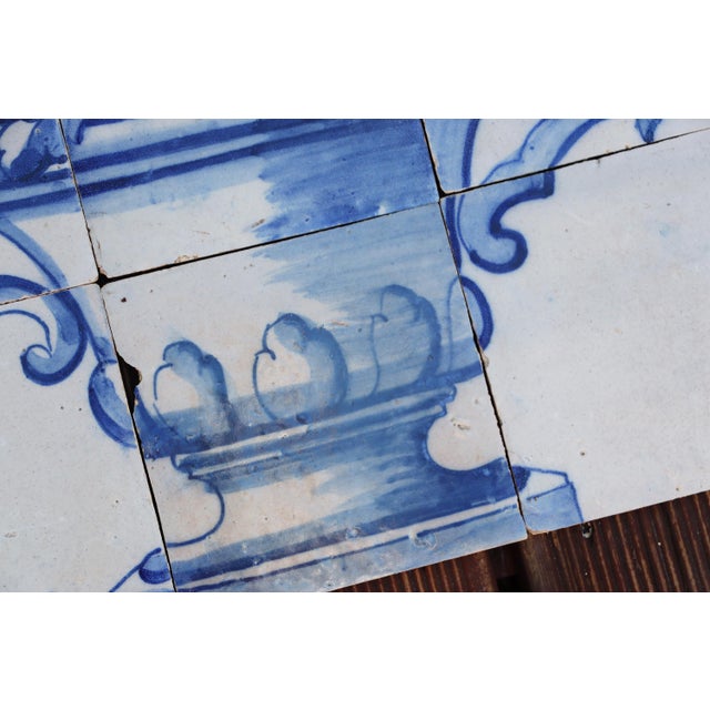 18th Century Tile Mural Panel Depicting a Baroque Jardinière With Flowers, Portuguese, 18th Century For Sale - Image 5 of 12