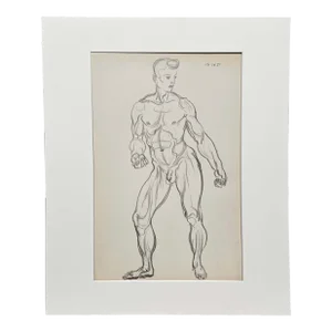 Vintage Male Erotica, 1951 Figure Study Drawing of a Male by Artist Harold Haydon