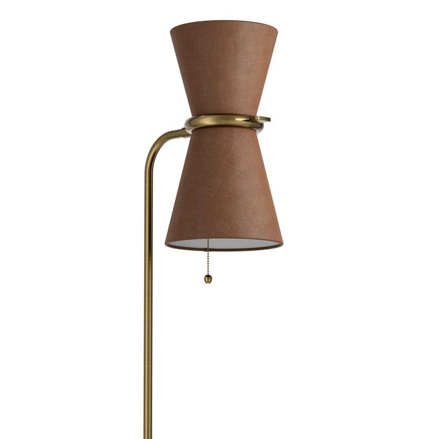 2020s Gable Floor Lamp, Antique Natural Brass with Russet Shade For Sale - Image 5 of 8