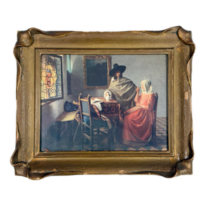 Antique Johannes Vermeer "The Glass of Wine" Print, Framed