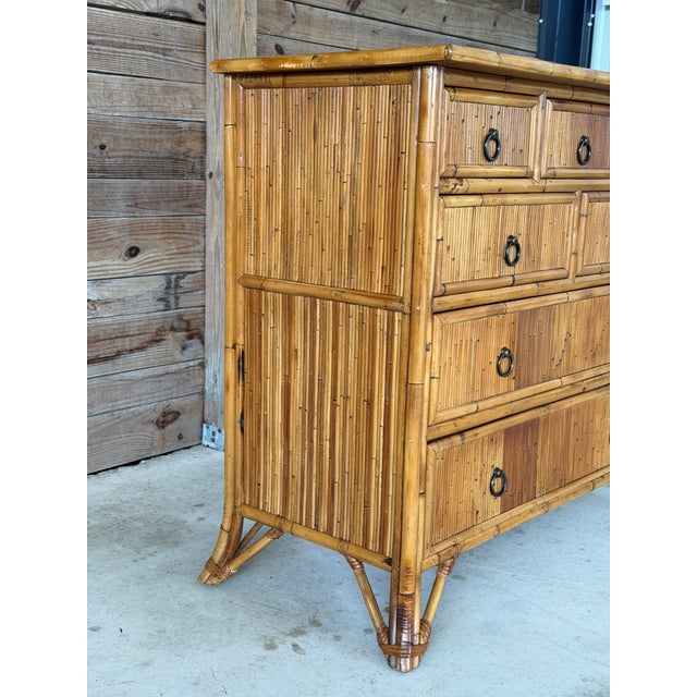 Baker Furniture Company Coastal Organic Modern Split Rattan Chest of Drawers by Milling Road for Baker For Sale - Image 4 of 12