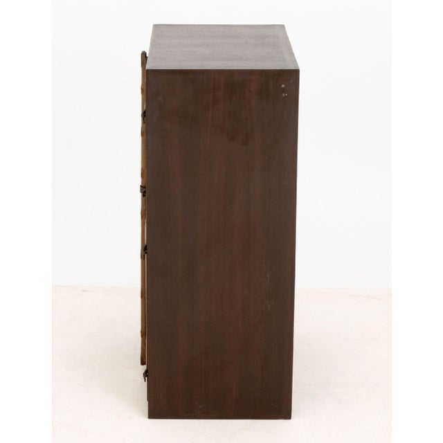 Brown Indian Paint-Decorated Two-Door Cabinet For Sale - Image 8 of 9