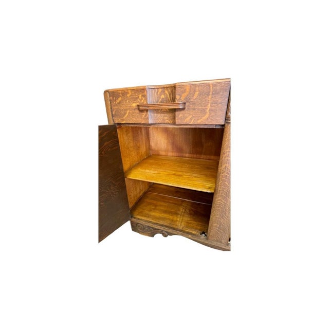 Green Antique c.1920's Art Deco Quarter Sawn Oak Sideboard Buffet For Sale - Image 8 of 15