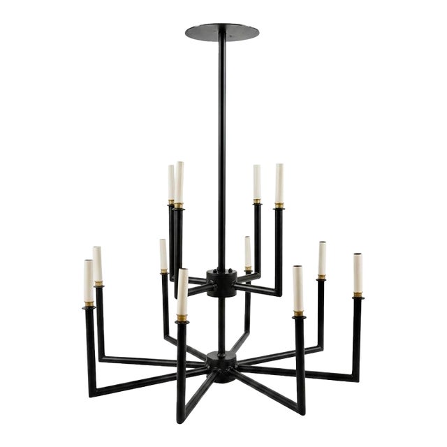 Custom-Made 12 Light Candlestick Chandelier Light Fixture For Sale