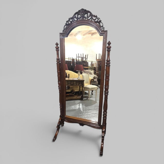 French Mahogany Cheval Mirror, 1920 For Sale - Image 14 of 14