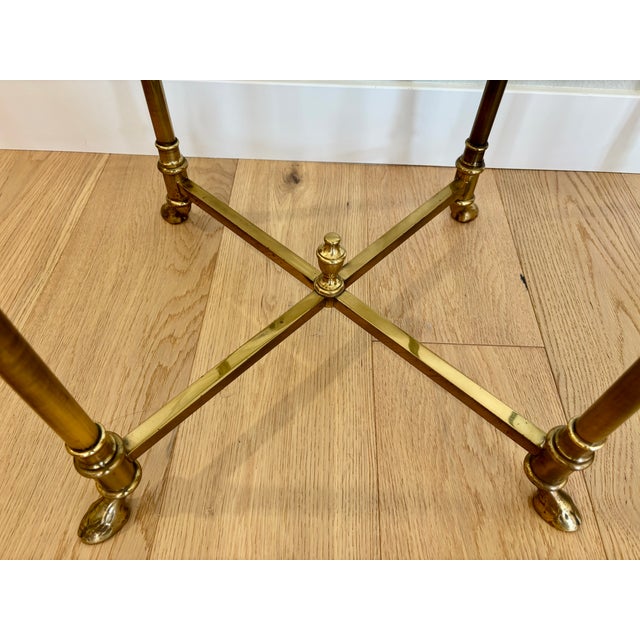 Brass Vintage Italian Brass and Glass Round Side Tables - A Pair For Sale - Image 8 of 18