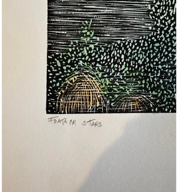 American Mid 20th Century Ruth Leaf "Feather Stars" Signed Limited Edition Color Woodcut Print 2/20 For Sale - Image 3 of 5