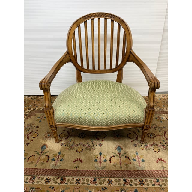 Design Plus Gallery presents Solid Teak Wood Chair with Slat Back in Louis XVI Style. The chair has an exposed solid teak...