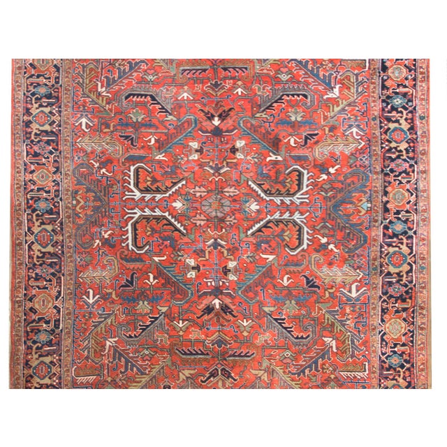 Textile Early 20th Century Persian Heriz Rug For Sale - Image 7 of 15