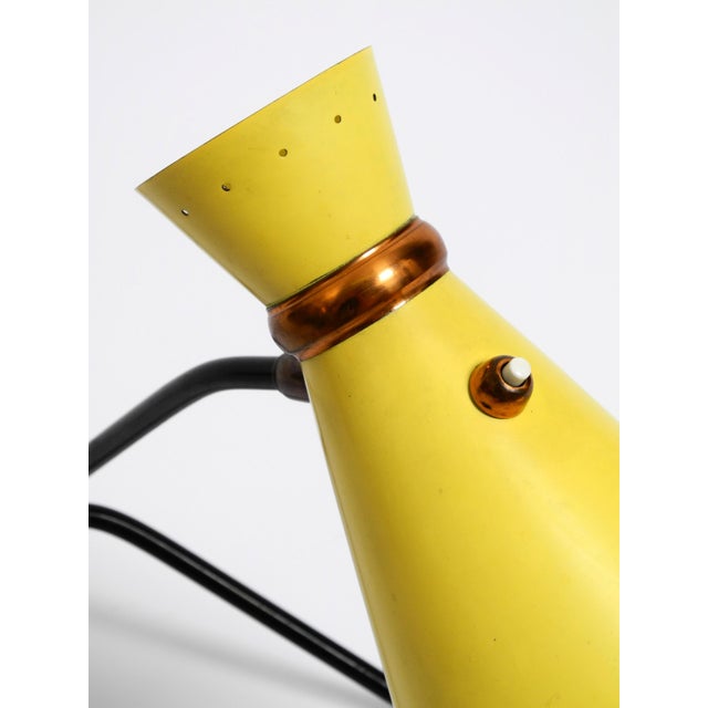 Large Mid-Century Modern Tripod Table Lamp with Yellow Diabolo Lampshade and Adjustable Neck, 1950s For Sale - Image 9 of 18