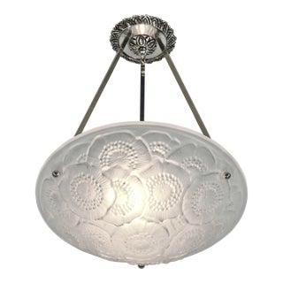 French Art Deco Pendant Light by Cristalleries De Verdun 1930 France For Sale