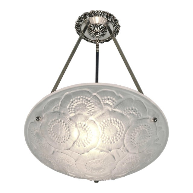 French Art Deco Pendant Light by Cristalleries De Verdun 1930 France For Sale