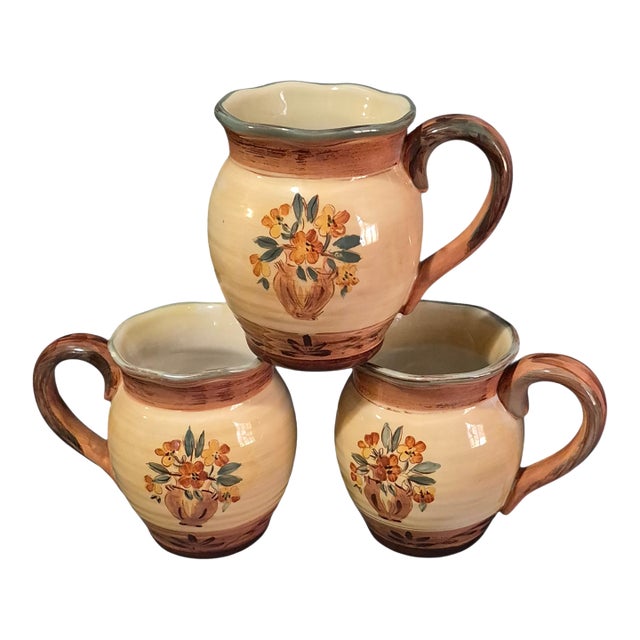 Late 20th Century Italian Tuscan Landscape by Pamela Gladding Three Coffee Tea Mugs For Sale