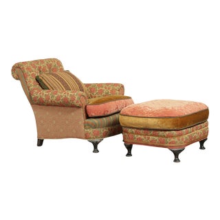 EJ Victor Carol Hicks Bolton Upholstered Chair with Ottoman For Sale