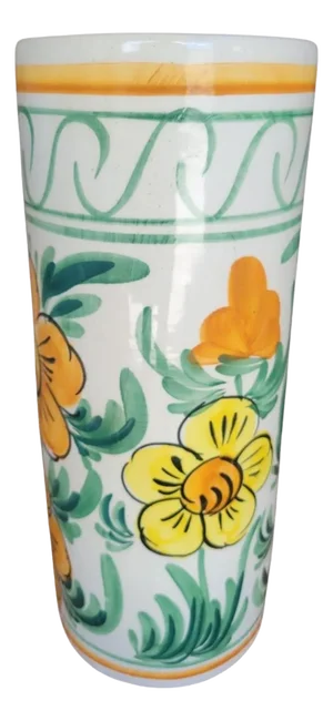 Vintage Ceramic Marigold Floral Regency Umbrella Stand Holder