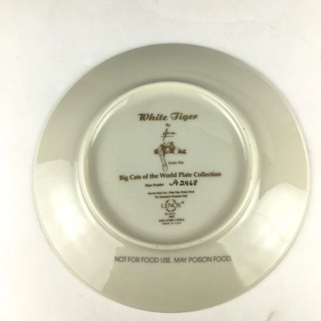 Vintage 1993 Porcelain Plate of White Tiger Signed Lenox For Sale - Image 10 of 10