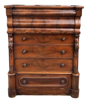 Antique Early 19th C American Late Classical Period Mahogany High Chest c.1805