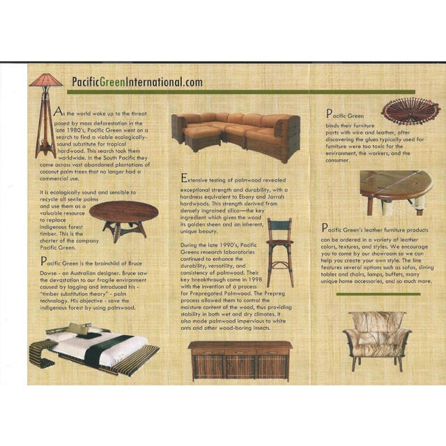 Camel Rare Vintage Postmodern Leather & Palmwood Daybed and Ball Pillow by Pacific Green, C1990s For Sale - Image 8 of 9