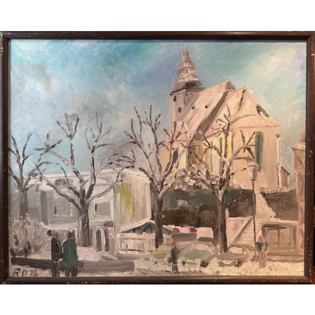 Winter Parish Church, 1978, Oil Painting on Canvas, in Very Good conditions. Designed 1970 to 1979 This piece is designed...