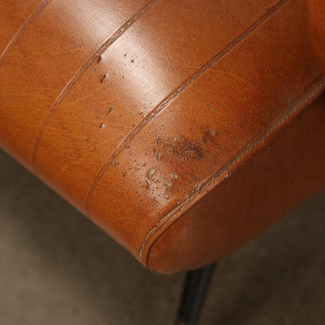Brown Small Vintage Chair in Leatherette and Metal Brass, 1950s For Sale - Image 8 of 12