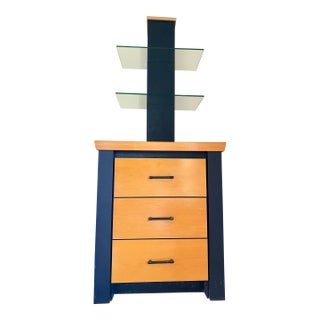 Nightstand & Floating Glass Shelves For Sale