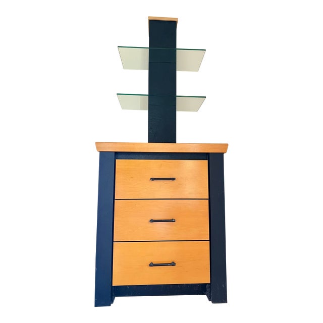 Nightstand & Floating Glass Shelves For Sale