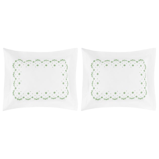 Traditional Meadow Standard Sham in Green - a Pair For Sale - Image 3 of 3
