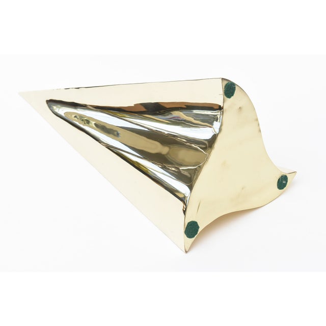 Vintage Pyramid Brass Triangle Sculpture With Random Holes For Sale - Image 10 of 11
