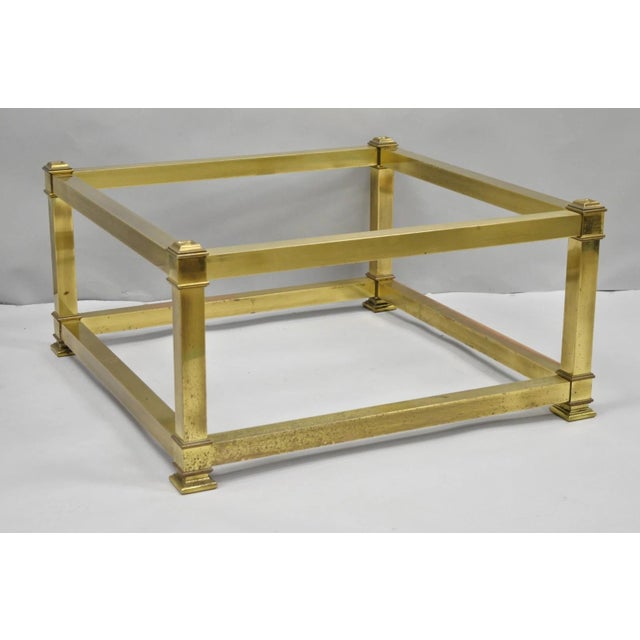 Vintage Mastercraft Hollywood Regency Square Brass Coffee Table Base Only For Sale - Image 11 of 16