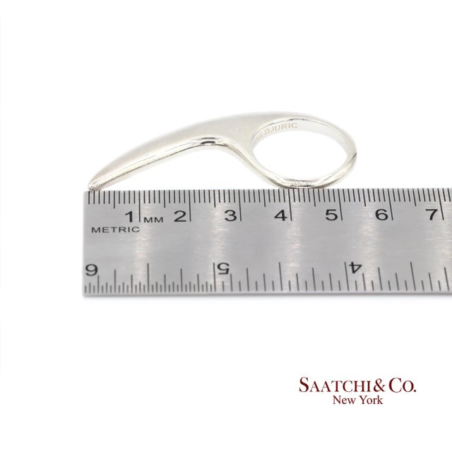 Metal Jovana Djuric Hand-Carved Sterling Silver (950) Large Slice Ring, Size 9.5 For Sale - Image 7 of 8