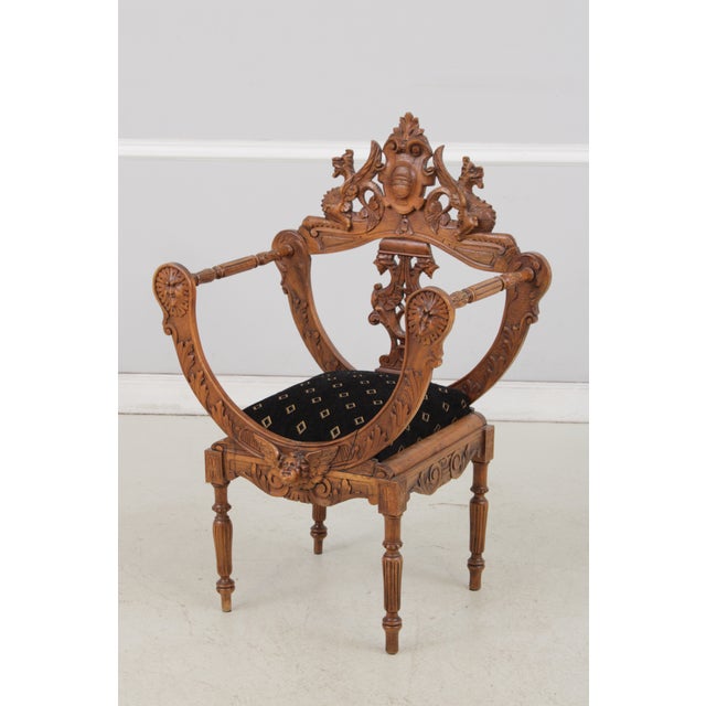 Pair Vintage Continental Figural Carved Armchairs For Sale - Image 4 of 18