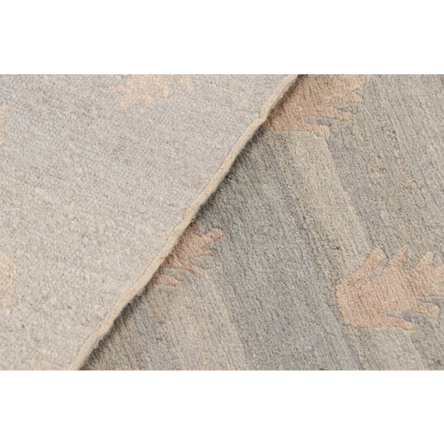 Gray Rug & Kilim’s Custom Geometric Silver-Gray and Green Wool Runner – “youngste” For Sale - Image 8 of 8