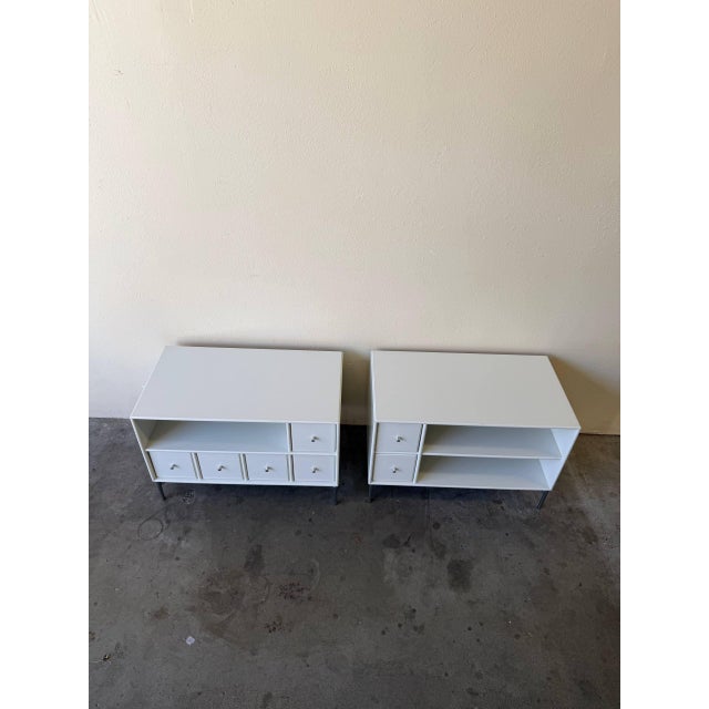 Mid 20th Century Pair Montana Nightstands by Peter J Lassen White Danish Modern Bedside Tables For Sale - Image 4 of 10