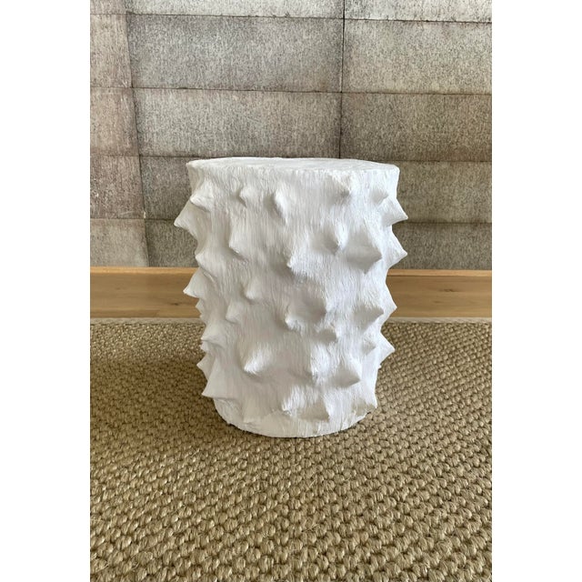 White Faux Bois Plaster Side Table For Sale - Image 8 of 8