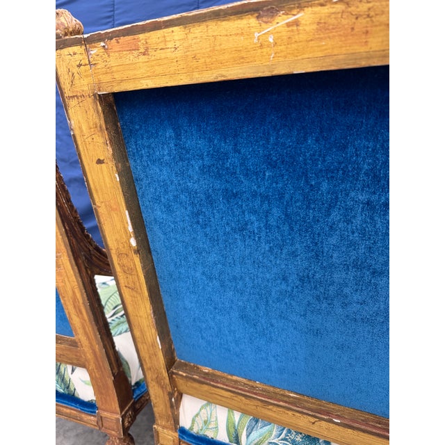 Gold Pair of Antique French Louis XVI Gilt Large Arm Chairs Bergeres For Sale - Image 8 of 8