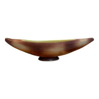 Vintage Canoe Shape Ikebana Vase With Footed Base For Sale