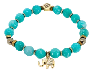 Amazonite Stone Lucky Elephant Charm Beaded Bracelet