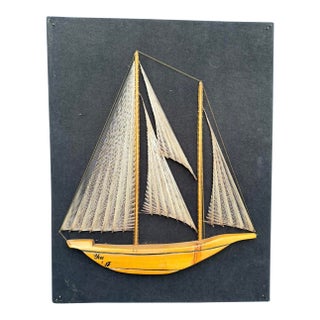1970s Vintage String Art Sailboat Picture For Sale