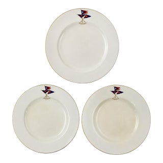 Vintage Set 3 New York Yacht Club Surpass Nautical Burgee Plates For Sale