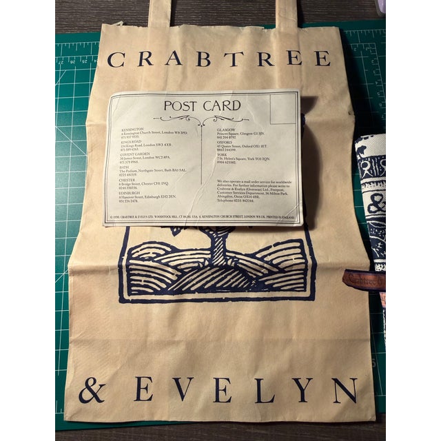 1980s Vintage 1988 Crabtree & Evelyn Cotton Drying Up Cloth Tea Towel Bag Booklet Lot Set For Sale - Image 5 of 6