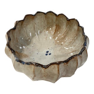 Studio Pottery Scalloped Ceramic Catchall Dish For Sale