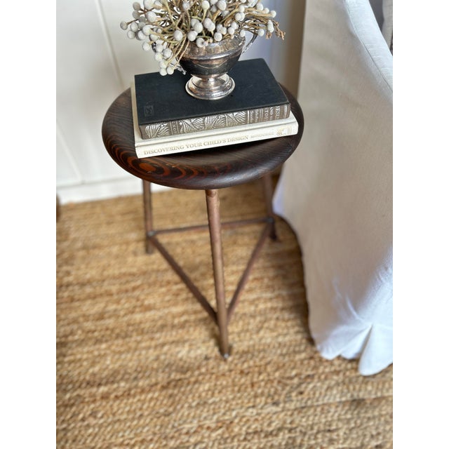 1920s Vintage Industrial Metal and Wood Stool For Sale In San Francisco - Image 6 of 7