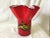 Red Mid Century Hand Blown Cased Fazzoletto Style Italian Art Glass Vase For Sale - Image 8 of 13